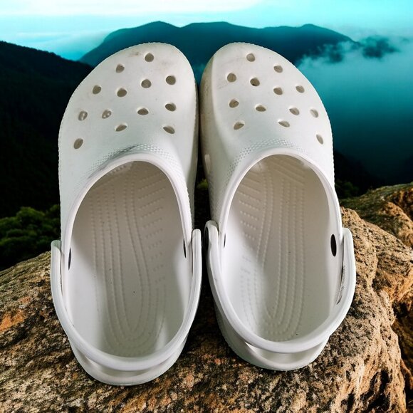 Crocs Men's 5 Women's 7 White Slip On Comfort Sandals Shoes 12436 - Picture 6 of 8